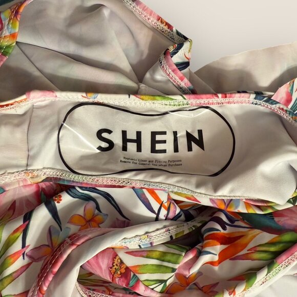 Floral Ruffled One-Piece Swimsuit With Deep V-Neck Womens Size Large New Swim - Picture 5 of 5